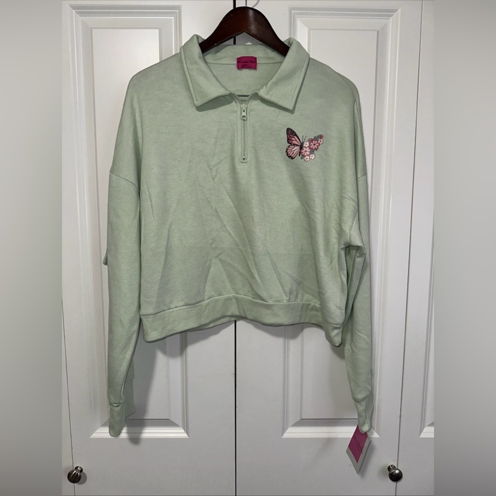 Nicola Bee Juniors New York 1995 Quarter Zip Sweater L NWT